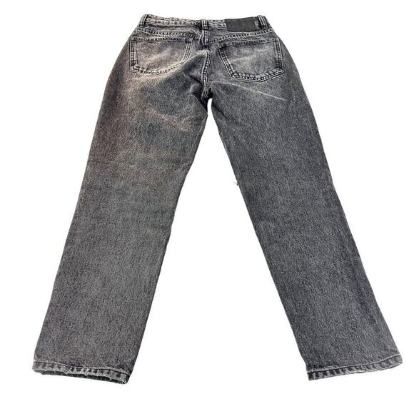Zara Acid Wash Straight Leg Mom Style Denim Jean Rip Black Charcoal Wash Size 4 - Picture 3 of 8